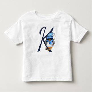 かわいいアイスホッケーペンギンとカスタム文字 トドラーTシャツ