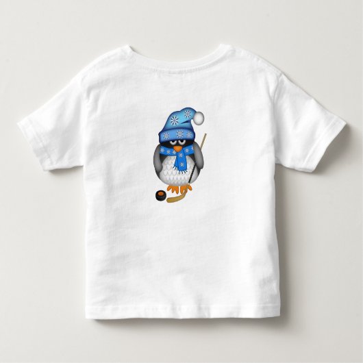 かわいいアイスホッケーペンギンとカスタム文字 トドラーTシャツ (裏面)