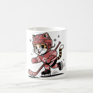 かわいいアイスホッケー猫選手 – 楽しいスポーツのキャラクターデザイン コーヒーマグカップ
