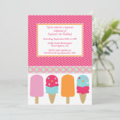 かわいいアイスポップの女の子の誕生日パーティーの招待状 招待状 (スタンド正面)