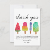 かわいいアイスポップの誕生日パーティーお礼カード サンキューカード (正面)