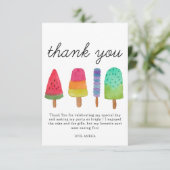 かわいいアイスポップの誕生日パーティーお礼カード サンキューカード (スタンド正面)