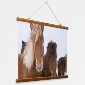 かわいいアイスランドの馬たち 吊り下げ型タペストリー (傾斜あり)
