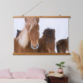 かわいいアイスランドの馬たち 吊り下げ型タペストリー (寝室)