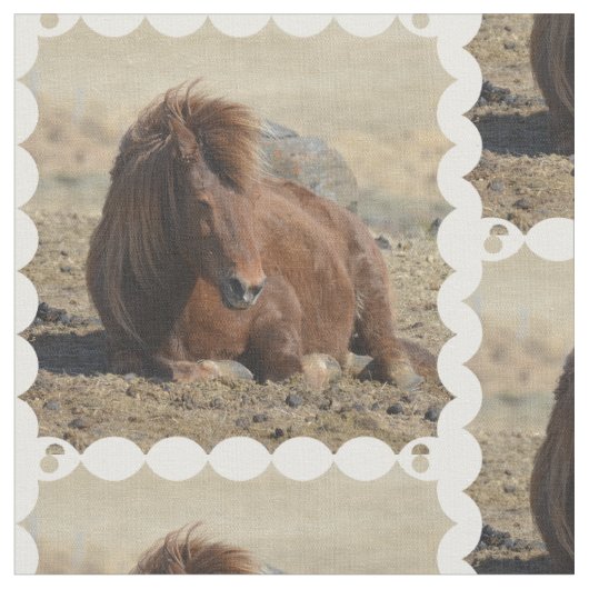 かわいいアイスランドの馬 ファブリック (クローズアップ)