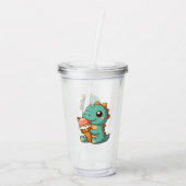かわいいアイス食べクリームのディノ アクリルタンブラー (裏面)