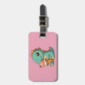 かわいいアイス食べクリームのディノ ラゲッジタグ (正面縦)