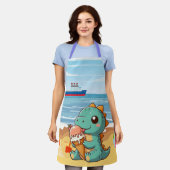 かわいいアイス食べクリームビーチ エプロン (着用した状態)