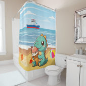 かわいいアイス食べクリームビーチ シャワーカーテン (インサイチュ)