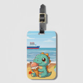かわいいアイス食べクリームビーチ ラゲッジタグ (正面縦)