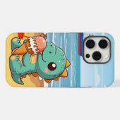 かわいいアイス食べクリームビーチ iPhoneケース (裏面横)