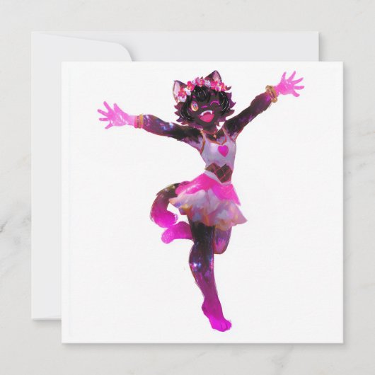 かわいいアイドルキャットガール 招待状 (正面)