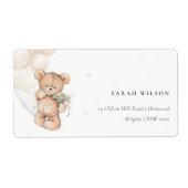 かわいいアイボリークマフローラバンチハートアドレス ラベル (正面)