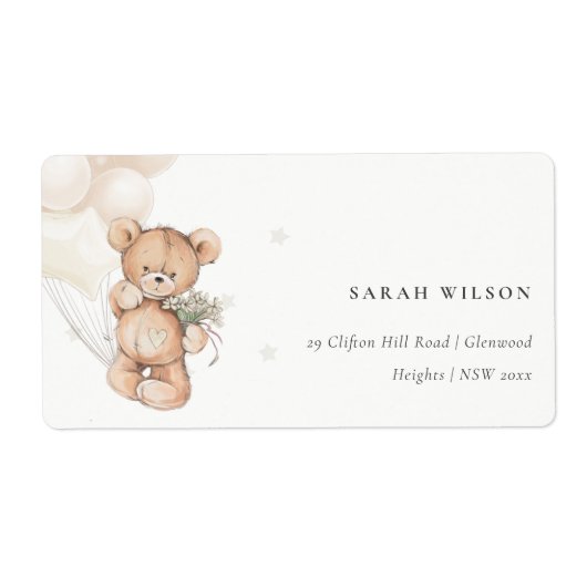 かわいいアイボリークマフローラバンチハートアドレス ラベル (正面)