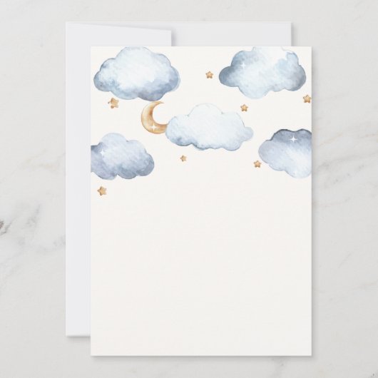 かわいいアイボリームーンスターズきらめく赤ちゃんシャワー 招待状 (裏面)