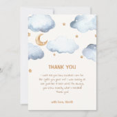 かわいいアイボリームーンスターズトゥインクルボーイベビーシャワー サンキューカード (正面)