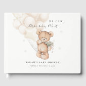 かわいいアイボリーbearly待ちクマ気球ベビーシャワー ゲストブック (正面)