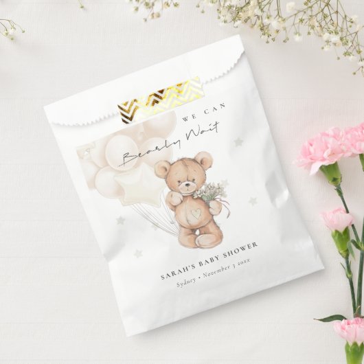 かわいいアイボリーbearly待ちクマ気球ベビーシャワー フェイバーバッグ (封をした状態)