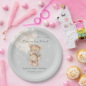 かわいいアイボリーbearly待ちクマ気球ベビーシャワー ペーパープレート (パーティー)