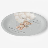 かわいいアイボリーbearly待ちクマ気球ベビーシャワー ペーパープレート (アングル)