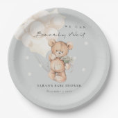 かわいいアイボリーbearly待ちクマ気球ベビーシャワー ペーパープレート (正面)