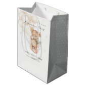 かわいいアイボリーbearly待ちクマ気球ベビーシャワー ミディアムペーパーバッグ (裏面アングル)