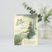 かわいいアイリッシュカップルのシャムロックサン ポストカード (スタンド正面)