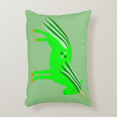 かわいいアイリッシュグリーンと金ゴールドユニコーンカスタム アクセントクッション (正面(垂直))