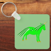 かわいいアイリッシュグリーンと金ゴールドユニコーンカスタム キーホルダー (正面)