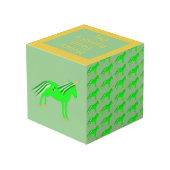 かわいいアイリッシュグリーンと金ゴールドユニコーンカスタム フォトキューブ (裏面アングル)