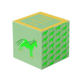 かわいいアイリッシュグリーンと金ゴールドユニコーンカスタム フォトキューブ (正面アングル)