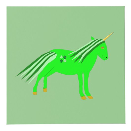 かわいいアイリッシュグリーンと金ゴールドユニコーンカスタム フォトキューブ (正面)