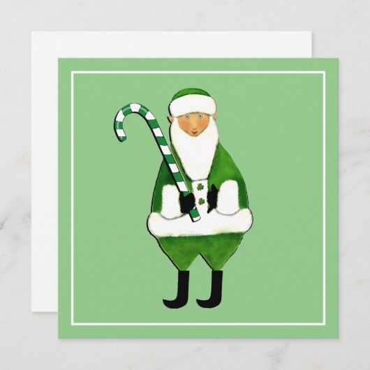 かわいいアイリッシュサンタクロースのクリスマスカード カード (正面/裏面)