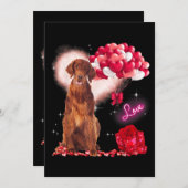 かわいいアイリッシュセッターバルーンバルーンバレンティーンズデイヴァル 招待状 (正面/裏面)