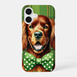 かわいいアイリッシュセッター犬の顔とシャムロック iPhone 16ケース