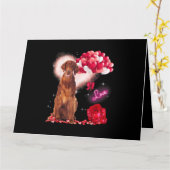 かわいいアイリッシュセッター風船ハートバレンタインデー カード (黄色い花)