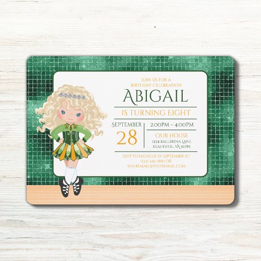 かわいいアイリッシュダンスブロンドガールソフトシューズ誕生日 招待状