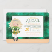 かわいいアイリッシュダンスブロンドガールソフトシューズ誕生日 招待状 (正面)