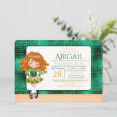 かわいいアイリッシュダンスレッドヘアガールソフトシューズ誕生日 招待状 (スタンド正面)