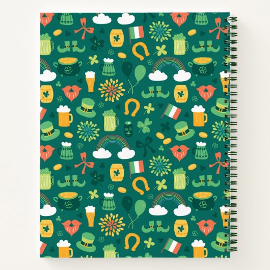 かわいいアイルランドのアイコンパターン ノートブック (裏面)