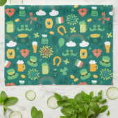 かわいいアイルランドアイコンパターン キッチンタオル (折り畳み)