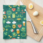 かわいいアイルランドアイコンパターン キッチンタオル (四つ折り)