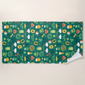 かわいいアイルランドアイコンパターン ビーチタオル (正面)