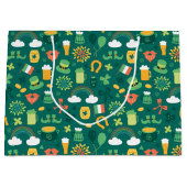 かわいいアイルランドアイコンパターン ラージペーパーバッグ (正面)