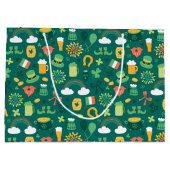 かわいいアイルランドアイコンパターン ラージペーパーバッグ (裏面)