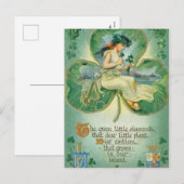 かわいいアイルランド人の女性ヴィンテージサンパトリックの日 シーズンポストカード (正面/裏面)