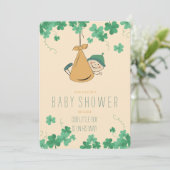 かわいいアイルランド風テーマのシャムロックベビーシャワー 招待状 (スタンド正面)