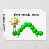 かわいいアオムシのアイデア 招待状 (正面/裏面)