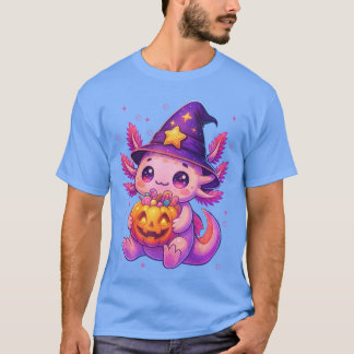 かわいいアオロトル ウィッチ パンプキン ハロウィン 衣装 女の子 Tシャツ