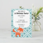 かわいいアカギツネのパーティの招待状 招待状 (スタンド正面)